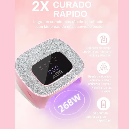 Lampara Para Manicure Led Uv 268w Secador De Uña Profesional Blanco - Imagen 4