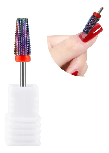 Fresa 5 En 1 Carburo Tungsteno Para Uñas Retiro De Manicure Rojo Fino