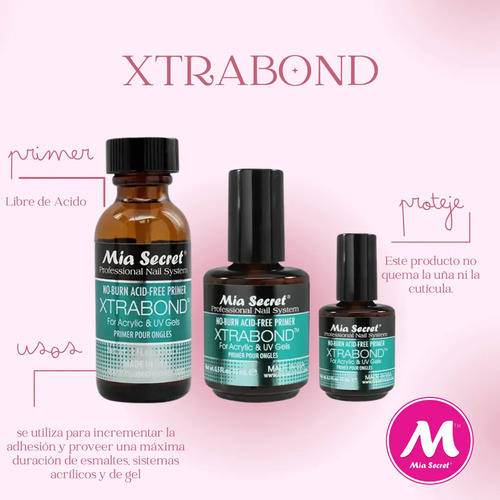 Xtrabond Primer Sin Acido Profesional Mia Secret 7.4ml Transparente - Imagen 2