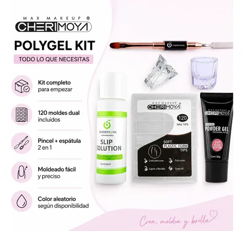 Kit Polygel Cherimoya Solución + Pincel + Dual System +pinza Color Al Azar - Imagen 2