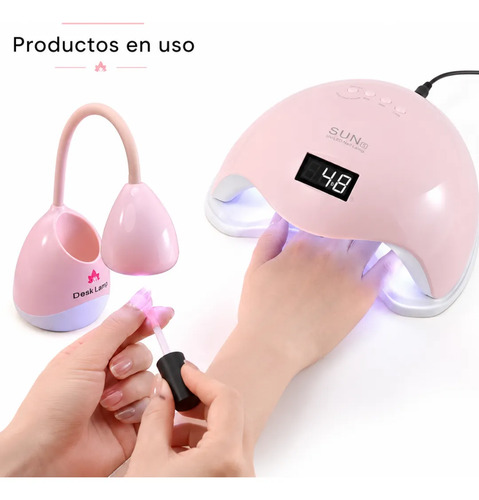 Kit Lámpara Uv/led 48w + Lámpara Inalámbrica Para Pre-curado Rosa - Imagen 6