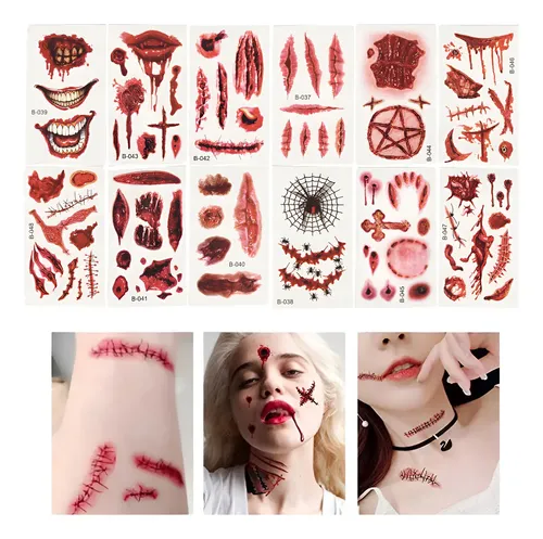 Tatuajes De Heridas Falsas Halloween Maquillaje Fantasía Surtido