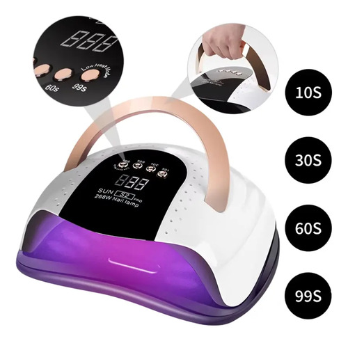 Secador De Uñas Uv Led Lampara Manicure Profesional 268w Blanco - Imagen 6
