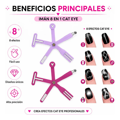 Imán Para Esmalte De Ojo De Gato Cat Eye 8 En1 Cherimoya Fucsia - Imagen 4