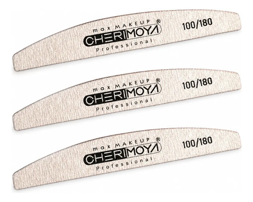Pack 3 Limas De Uñas 100/180 Curvas Cherimoya Manicura Pro
