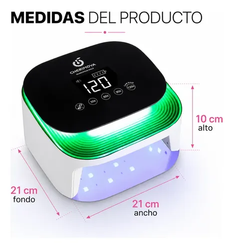 Lámpara Profesional Uv/led 72w Inalámbrica De Uñas Cherimoya Blanco - Imagen 4