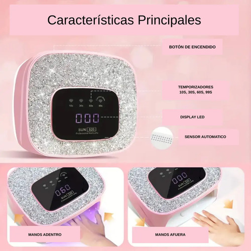 Lampara Para Manicure Led Uv 268w Secador De Uña Profesional Blanco - Imagen 3