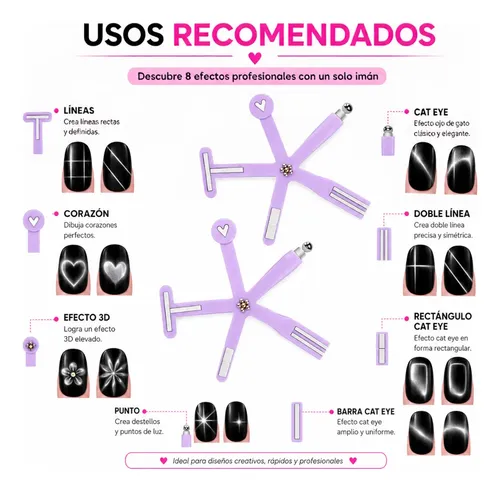 Imán Para Esmalte De Ojo De Gato Cat Eye 8 En1 Cherimoya Fucsia - Imagen 3