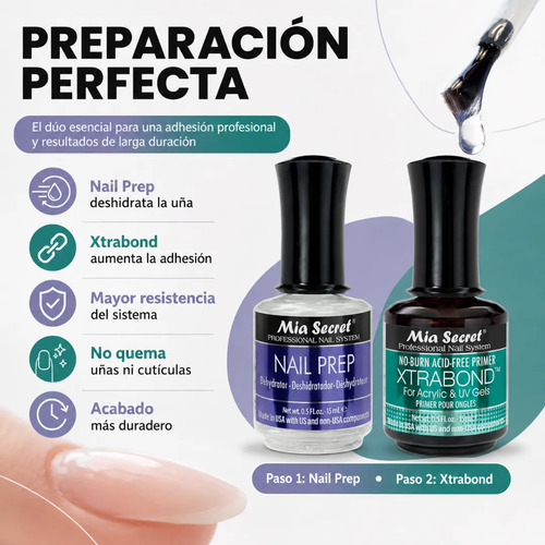Xtrabond 15 Ml Y Nail Prep De 15 Ml Mía Secret - Imagen 8