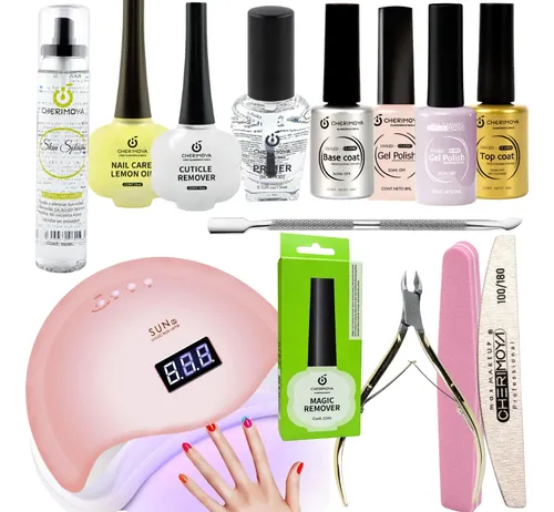 Kit Esmaltado Permanente Completo Cherimoya + Lámpara Uv 48w Lampara Rosa