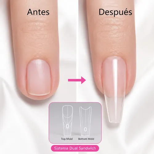 Moldes Tips Uñas Dual System Sandwich Para Polygel 240 Coffin Medium - Imagen 7