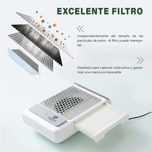 Extractor De Polvo Uña Profesional Inalambrico 80w Cherimoya Color Blanco - Imagen 5
