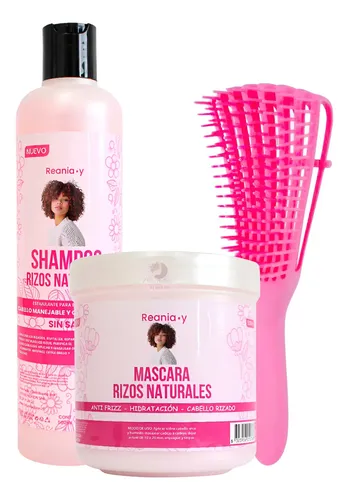Kit Antifrizz Cabello Rizado Shampoo Mascara Cepillo