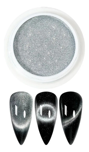 Polvo Efecto Ojo De Gato Magnetico Decoración En Uñas Plateado