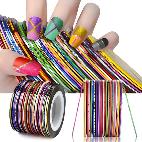 Pack 12 Cintas Adhesivas Para Decoración De Uñas Surtidos