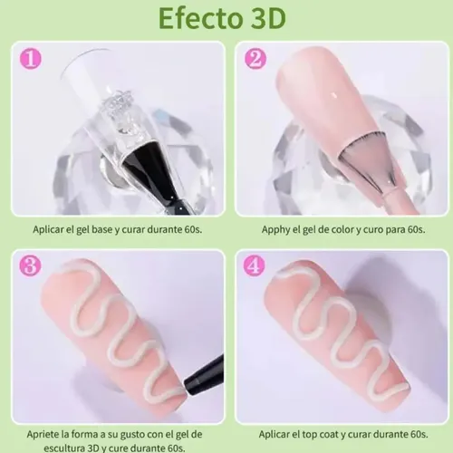 Gel Stereoscopic 3d Para Esculpir Uñas Y Diseños Profesional Transparente - Imagen 6