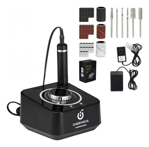 Torno Profesional Para Uñas Cherimoya 40000 Rpm Manicure Negro