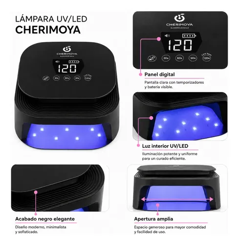 Lámpara Profesional Uv/led 72w Inalámbrica De Uñas Cherimoya Negro - Imagen 5