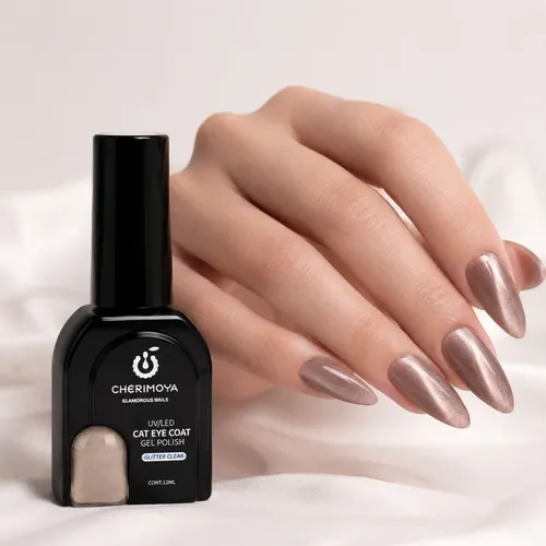 Esmalte En Gel Con Efecto Ojo De Gato Glitter Clear 12 Ml 04 Beige - Imagen 3