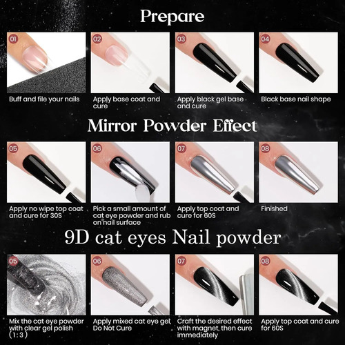 Polvo Efecto Ojo De Gato Magnetico Decoración En Uñas Rosa - Imagen 3