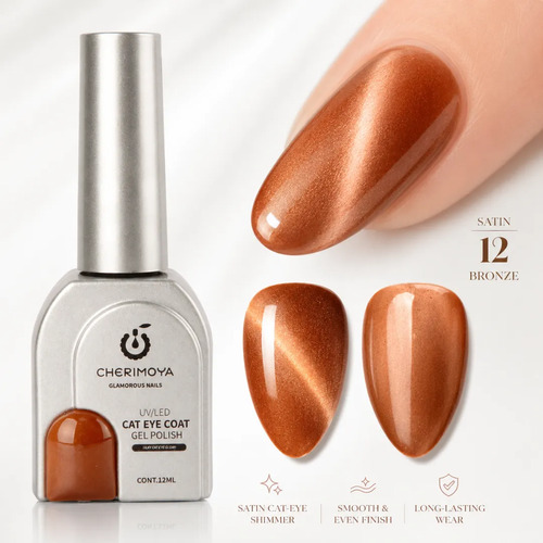 Esmalte Cherimoya Ojo De Gato Silky Satin Cherimoya 12 Ml 12 Bronce - Imagen 7