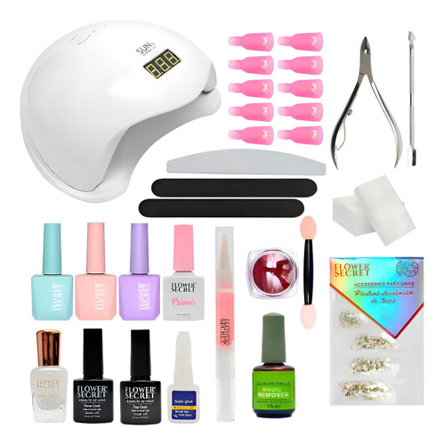 Kit De Esmaltado Permanente + Lampara 48 Watts + Remover Variado