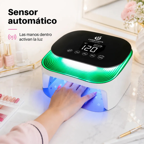 Lámpara Profesional Uv/led 72w Inalámbrica De Uñas Cherimoya Blanco - Imagen 7