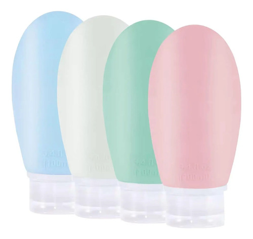 Pack 4 Botellas De Viaje Silicona Dispensador Antiderrame Pastel