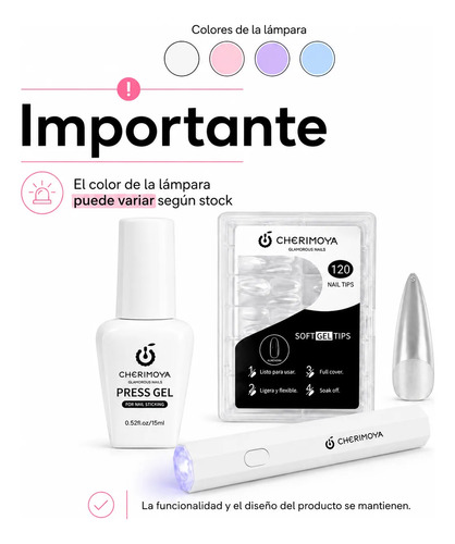 Kit Soft Gel Cherimoya Press Gel Liquido Con Lampara Uñas 3w Coffin - Imagen 3
