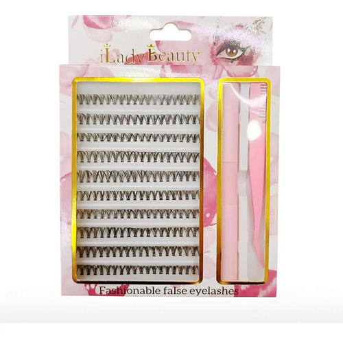 Kit Pestañas De Racimo Efecto Rímel + Pegamento + Pinza Negro C