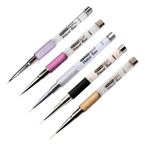 Kit 5 Pinceles Liner Nail Art Cherimoya Diseños Gel Uv