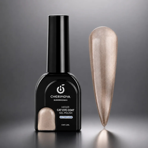 Esmalte En Gel Con Efecto Ojo De Gato Glitter Clear 12 Ml 04 Beige - Imagen 5