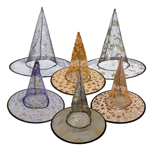 6 Sombrero Bruja Halloween Adulto Niños Disfraz Fantasía Bruja Transparente - Imagen 2