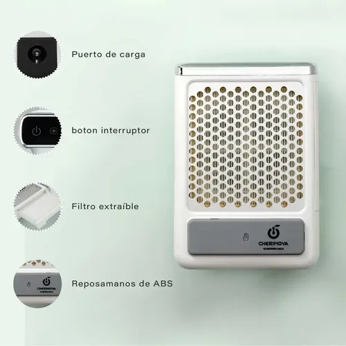 Extractor De Polvo Uña Profesional Inalambrico 80w Cherimoya Color Blanco - Imagen 2