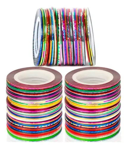 Pack 12 Cintas Adhesivas Para Decoración De Uñas Surtidos - Imagen 5