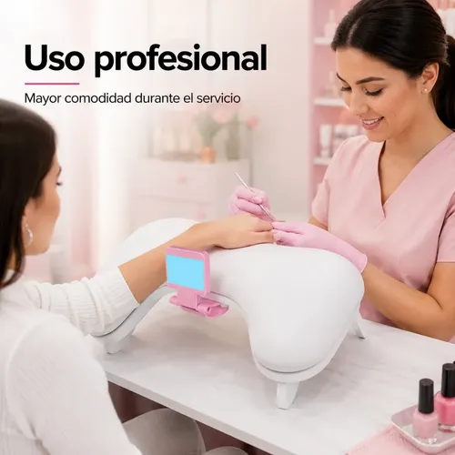 Posa Manos Apoya Brazos Anatómico Manicure +soporte Teléfono Blanco - Imagen 5