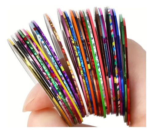 Pack 12 Cintas Adhesivas Para Decoración De Uñas Surtidos - Imagen 3