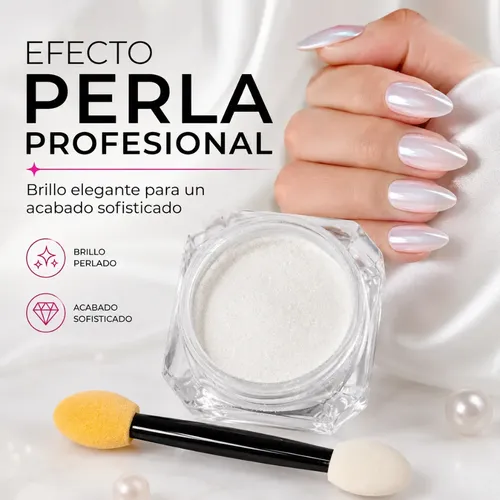 Polvo Para Uñas Efecto Perla Blanco Nacar Nail Art Manicure Perla - Imagen 8