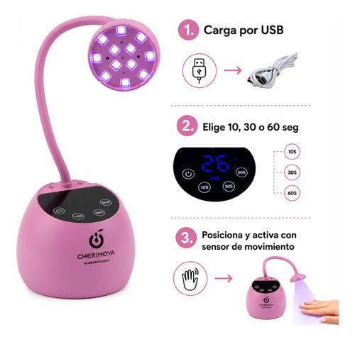 Lámpara Uv/led Flor De Loto Digital 27w Uñas Soft Gel Pres Rosa - Imagen 6