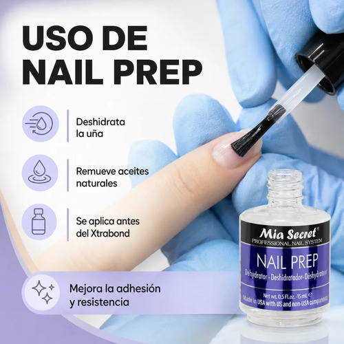 Xtrabond 15 Ml Y Nail Prep De 15 Ml Mía Secret - Imagen 4