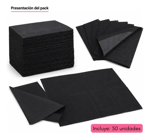 Campos De Trabajo Desechables Manicure Pack 50 Unid Negro - Imagen 3