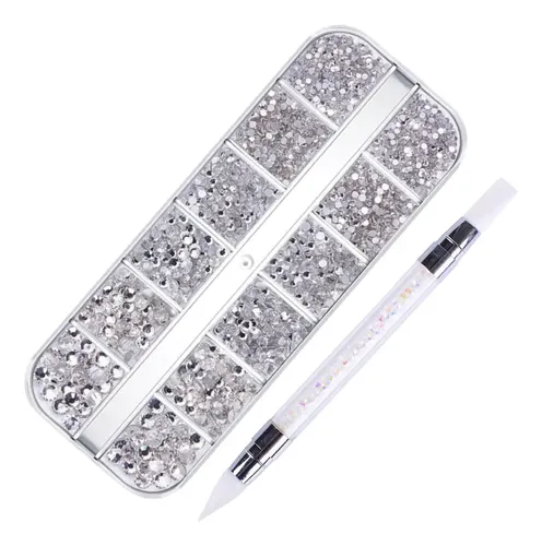 Cristales O Strass Para Uñas + Lápiz De Silicon Aplicador Surtido