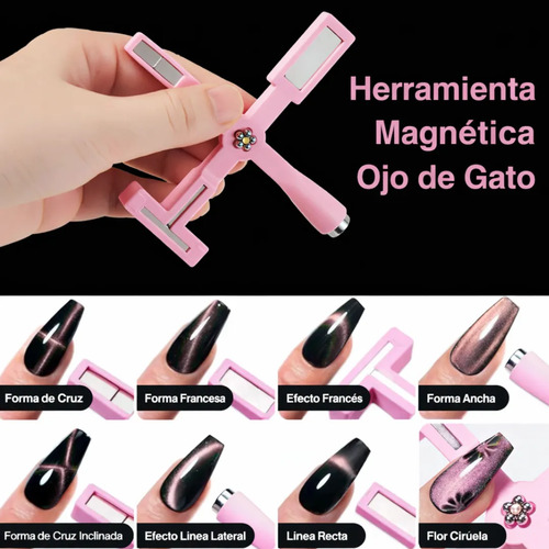Imán 5 En 1 Cruz Ojo De Gato Cat Eye Profesional Manicure Rosa - Imagen 11
