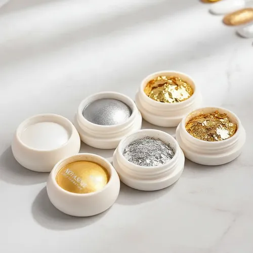 Pack 6 Efectos Para Decoración De Uñas Oro Espejo Perla Flak - Imagen 3