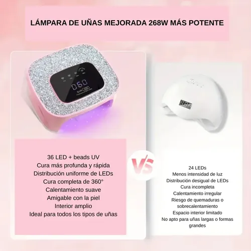 Lampara Para Manicure Led Uv 268w Secador De Uña Profesional Blanco - Imagen 5