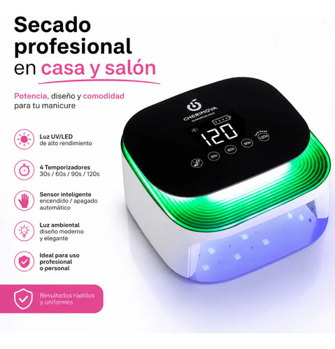 Lámpara Profesional Uv/led 72w Inalámbrica De Uñas Cherimoya Blanco - Imagen 2
