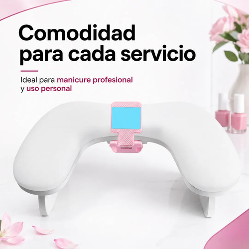 Posa Manos Apoya Brazos Anatómico Manicure +soporte Teléfono Blanco - Imagen 7