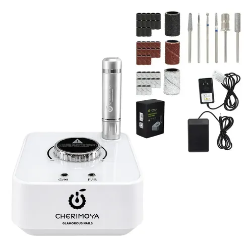 Torno Profesional Para Uñas Cherimoya 40000 Rpm Manicure Blanco