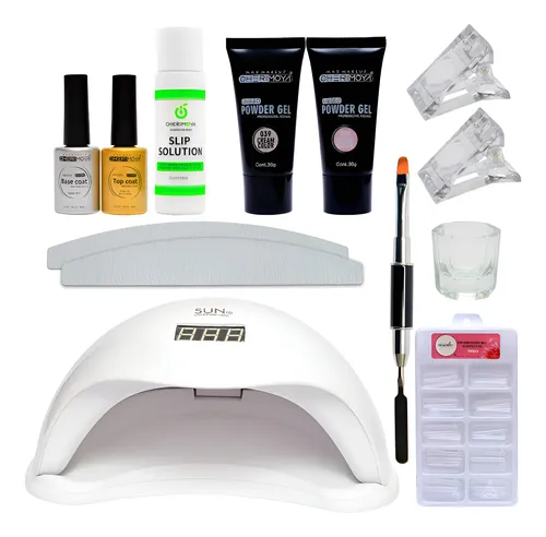 Kit De Polygel Completo Cherimoya+ Moldes Dual+ Lampara 48w Surtidos