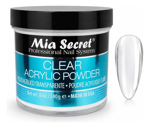 Mia Secret Polvo Acrilico Clear Transparente 240gr Polimero Clear Transparente